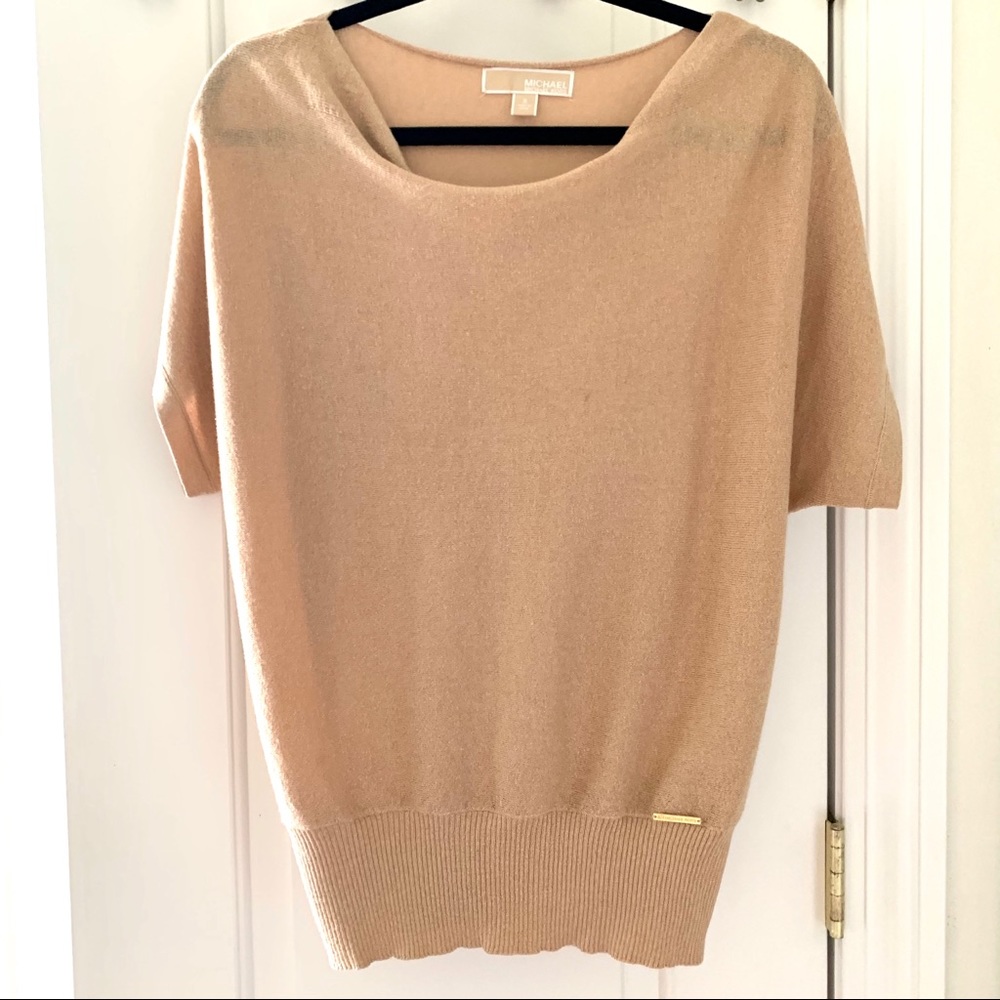 Gold knit cowl neck top